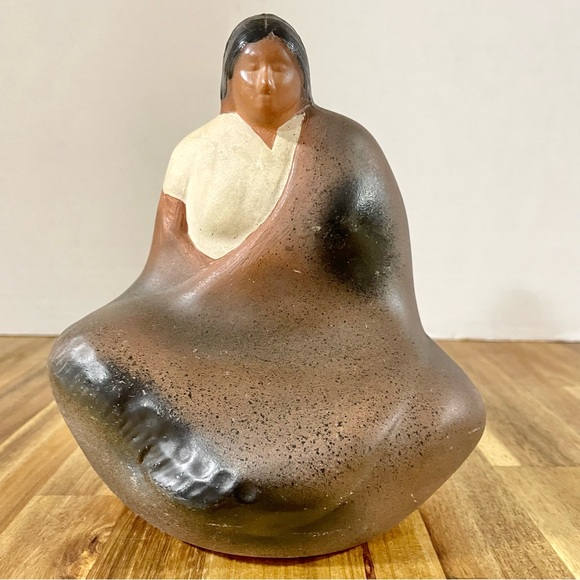 Vintage Eduardo Vega Red Clay Native American Woman Southwestern Ceramic 6” - Picture 2 of 14